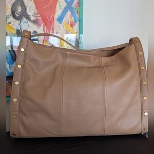Vince Camuto Elegant Tan Leather Tote Bag